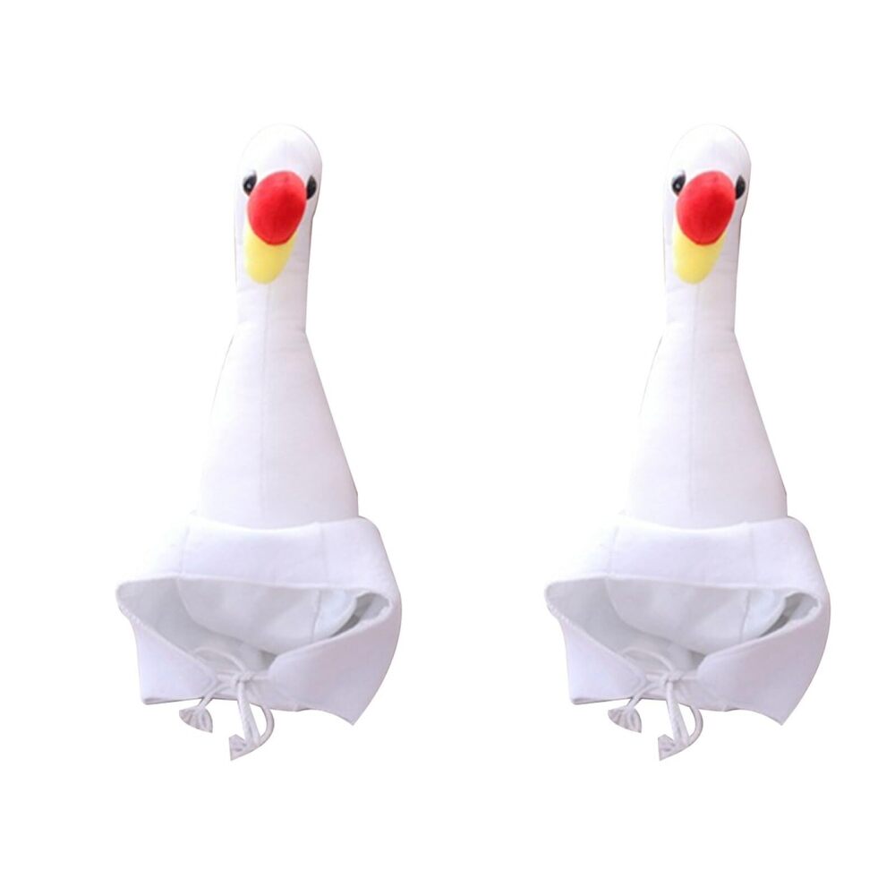 7455 2Pcs Goose Hat Costume White Animal Hat Bird Themed Headwear